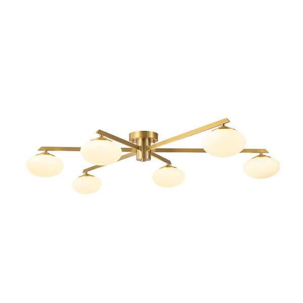 Chandelierias - Mid - century Brass 6 - Light Asymmetry Sputnik Semi - flush Mount - Semi Flush - Brass -