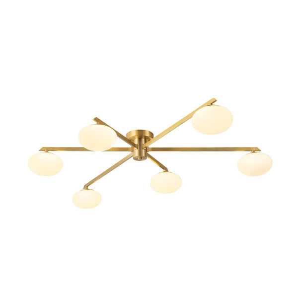 Chandelierias - Mid - century Brass 6 - Light Asymmetry Sputnik Semi - flush Mount - Semi Flush - Brass -