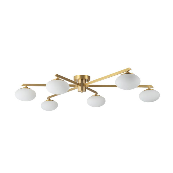 Chandelierias - Mid - century Brass 6 - Light Asymmetry Sputnik Semi - flush Mount - Semi Flush - Brass -