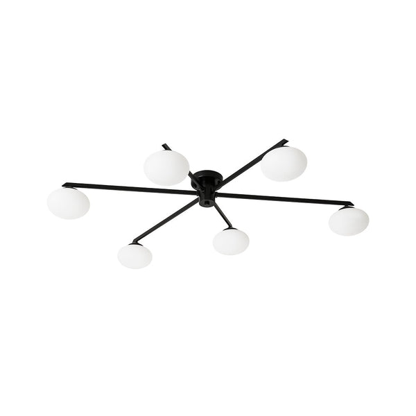 Chandelierias - Mid - century Brass Asymmetry Sputnik Semi - flush Mount - Semi Flush - Black - 6 Bulbs