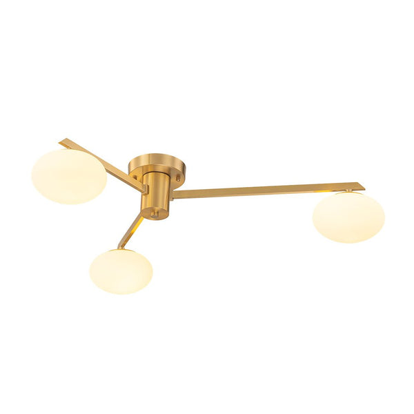 Chandelierias - Mid - century Brass Asymmetry Sputnik Semi - flush Mount - Semi Flush - Brass - 3 Bulbs