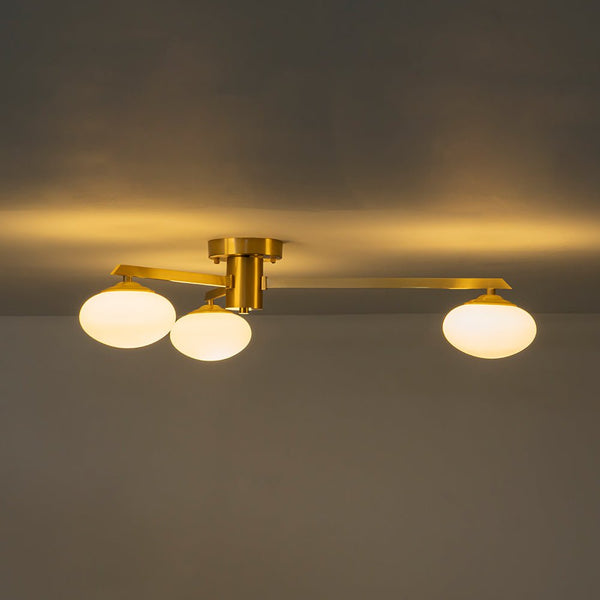 Chandelierias - Mid - century Brass Asymmetry Sputnik Semi - flush Mount - Semi Flush - Brass - 3 Bulbs