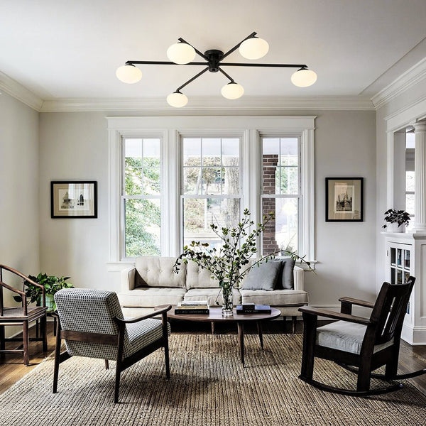 Chandelierias - Mid - century Brass Asymmetry Sputnik Semi - flush Mount - Semi Flush - Brass - 3 Bulbs