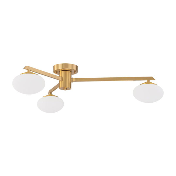 Chandelierias - Mid - century Brass Asymmetry Sputnik Semi - flush Mount - Semi Flush - Brass - 3 Bulbs