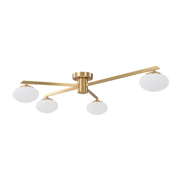 Chandelierias - Mid - century Brass Asymmetry Sputnik Semi - flush Mount - Semi Flush - Brass - 3 Bulbs