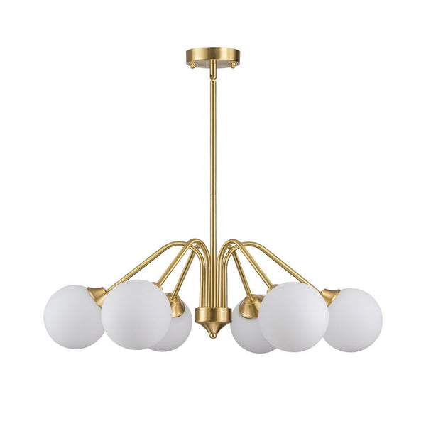 Chandelierias - Mid - century Brass Glass Globe Sputnik Spider Chandelier - Chandeliers - 6 Bulbs -