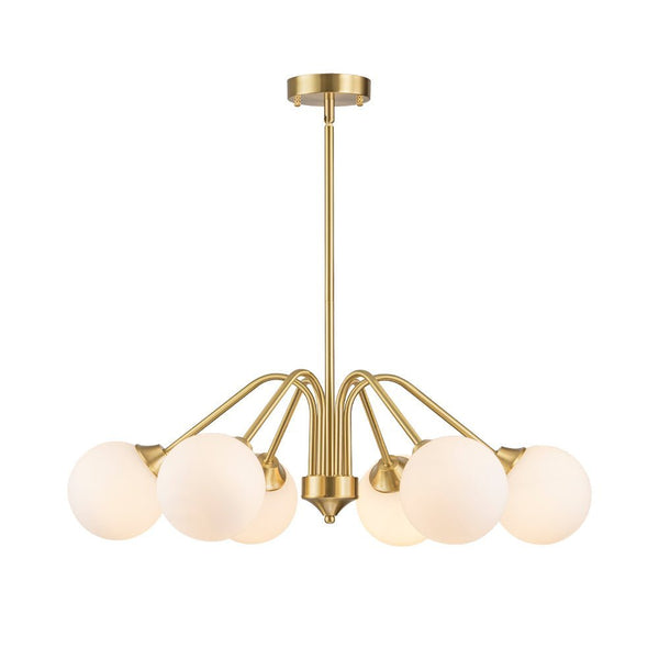 Chandelierias - Mid - century Brass Glass Globe Sputnik Spider Chandelier - Chandeliers - 6 Bulbs -