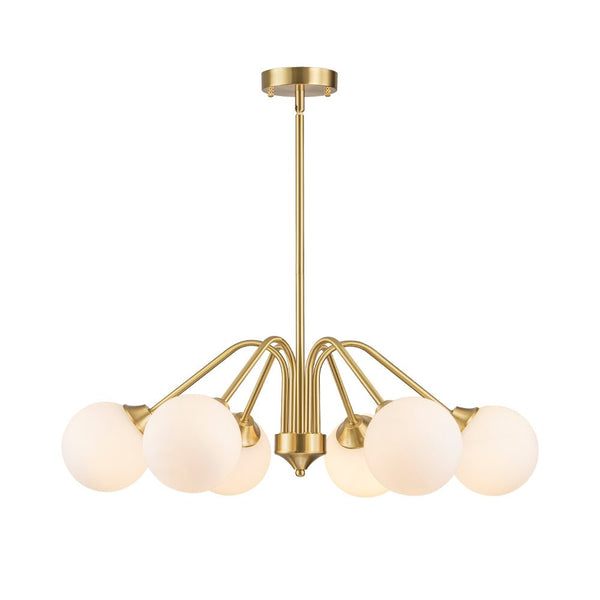 Chandelierias - Mid - century Brass Glass Globe Sputnik Spider Chandelier - Chandeliers - 6 Bulbs -