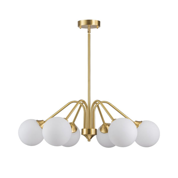 Chandelierias - Mid - century Brass Glass Globe Sputnik Spider Chandelier - Chandeliers - 6 Bulbs -