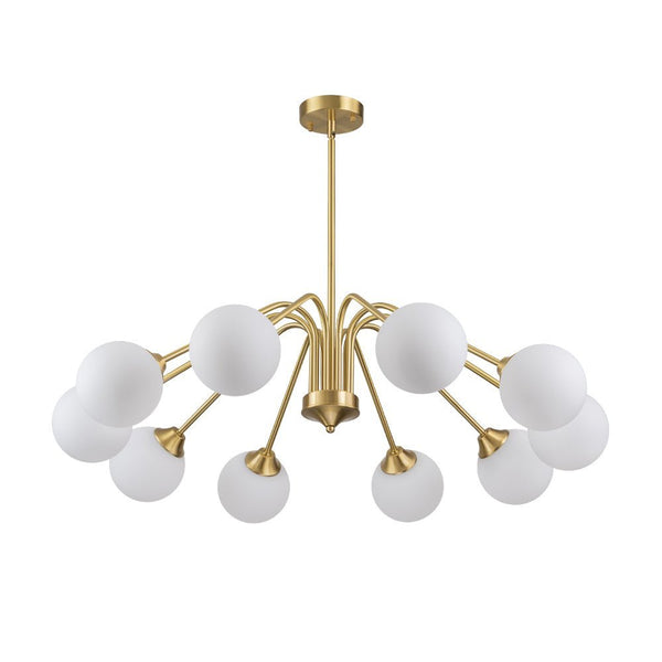 Chandelierias - Mid - century Brass Glass Globe Sputnik Spider Chandelier - Chandeliers - 6 Bulbs -