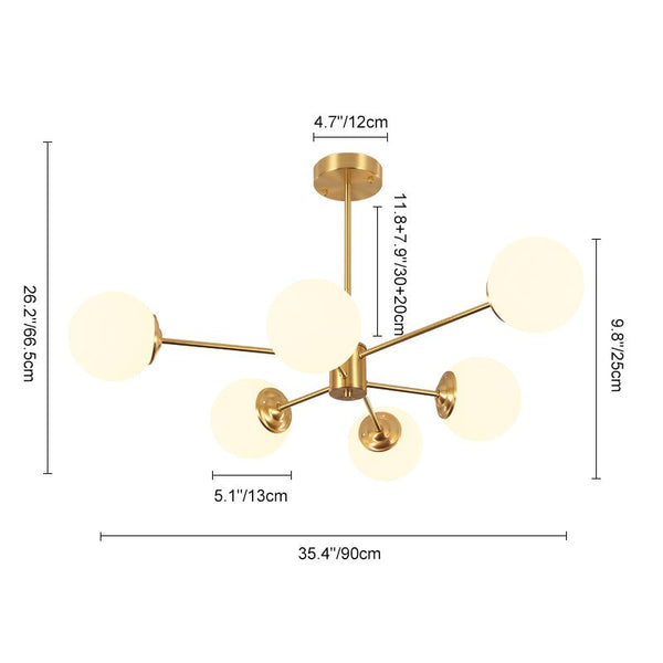 Chandelierias - Mid - century Brass Modern Tiered Sputnik Glass Globe Chandelier - Chandelier - 8 Bulbs (Back - order & Arrive in 4 weeks) -