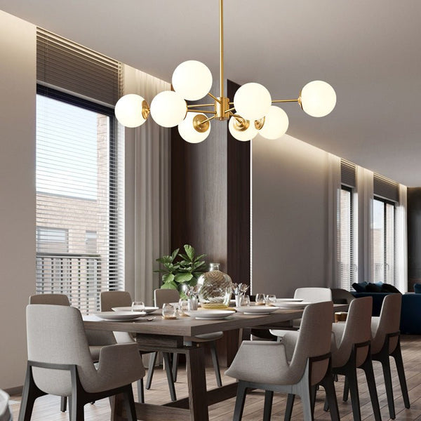 Chandelierias - Mid - century Brass Modern Tiered Sputnik Glass Globe Chandelier - Chandelier - 8 Bulbs (Back - order & Arrive in 4 weeks) -
