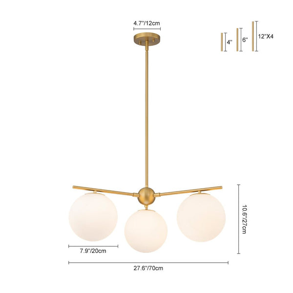 Chandelierias - Mid - century Milky White Glass Globe Sputnik Tiered Chandelier - Chandelier - 1 - Tier -