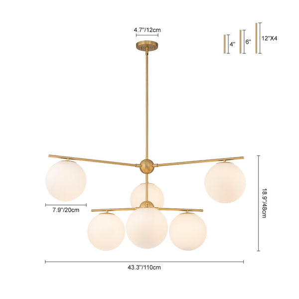 Chandelierias - Mid - century Milky White Glass Globe Sputnik Tiered Chandelier - Chandelier - 1 - Tier -