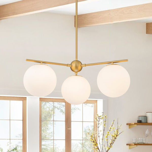 Chandelierias - Mid - century Milky White Glass Globe Sputnik Tiered Chandelier - Chandelier - 1 - Tier -