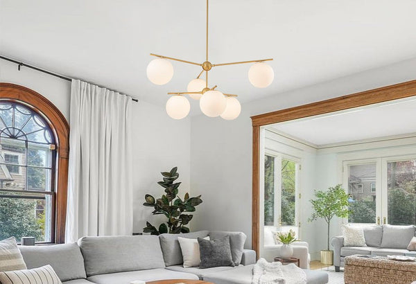 Chandelierias - Mid - century Milky White Glass Globe Sputnik Tiered Chandelier - Chandelier - 2 - Tier -