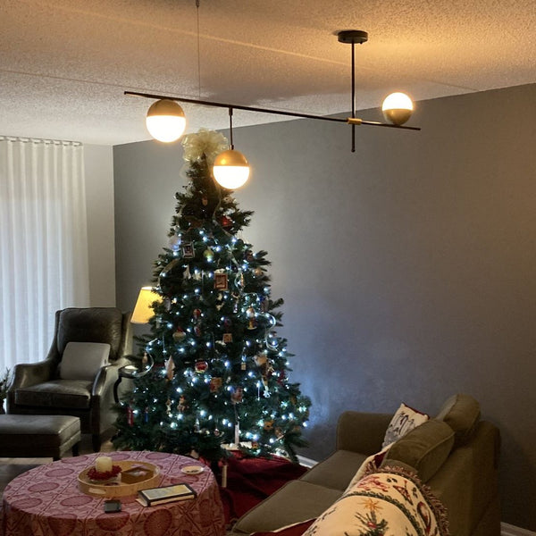 Mid-Century Modern 3-Light Glass Globe Chandelier