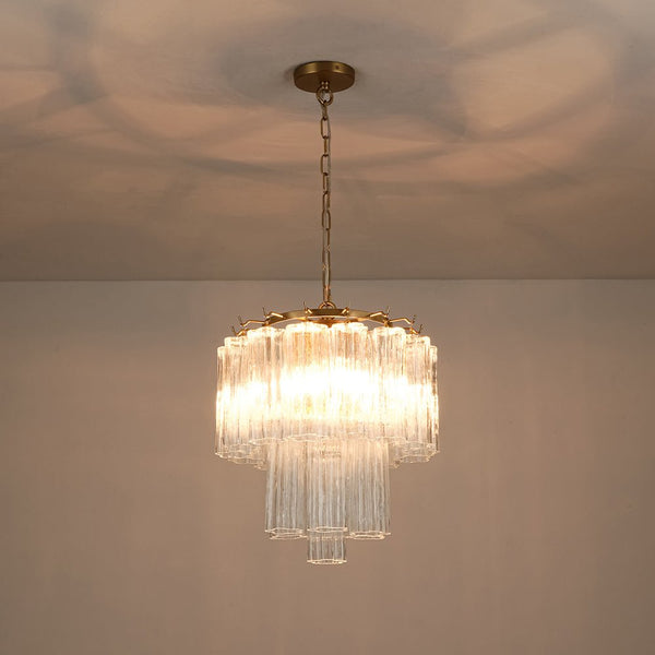 Chandelierias - Mid - century Modern 3 - Light Tronchi Murano Glass Tiered Chandelier - Chandeliers - Clear (Back - order & Arrive in 2 Weeks) -