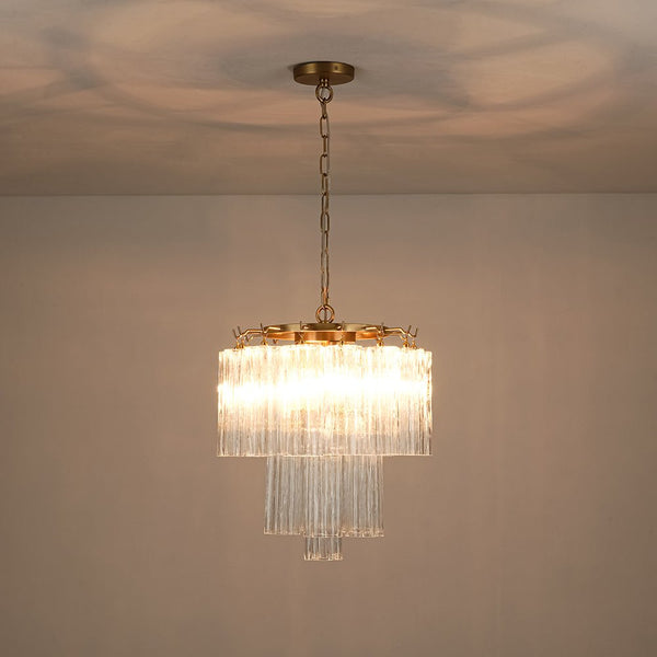 Chandelierias - Mid - century Modern 3 - Light Tronchi Murano Glass Tiered Chandelier - Chandeliers - Clear (Back - order & Arrive in 2 Weeks) -