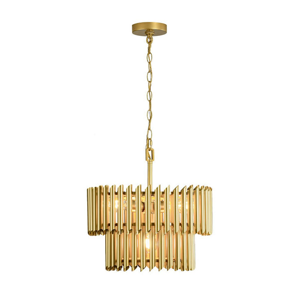 Chandelierias - Mid - century Modern 4 - Light Panpipe Design Tiered Pendant - Pendant - Gold -