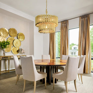 Chandelierias - Mid - century Modern 4 - Light Panpipe Design Tiered Pendant - Pendant - Gold -