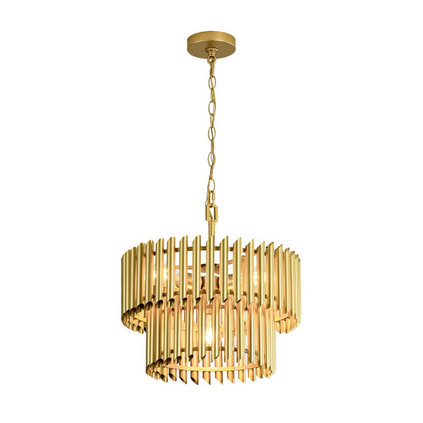 Chandelierias - Mid - century Modern 4 - Light Panpipe Design Tiered Pendant - Pendant - Gold -