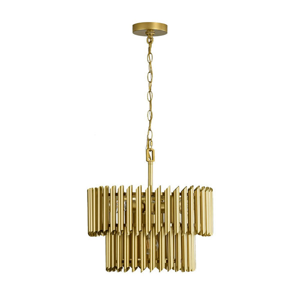 Chandelierias - Mid - century Modern 4 - Light Panpipe Design Tiered Pendant - Pendant - Gold -