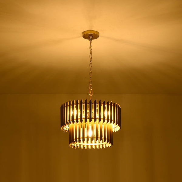 Chandelierias - Mid - century Modern 4 - Light Panpipe Design Tiered Pendant - Pendant - Gold -