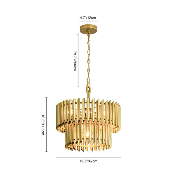 Chandelierias - Mid - century Modern 4 - Light Panpipe Design Tiered Pendant - Pendant - Gold -