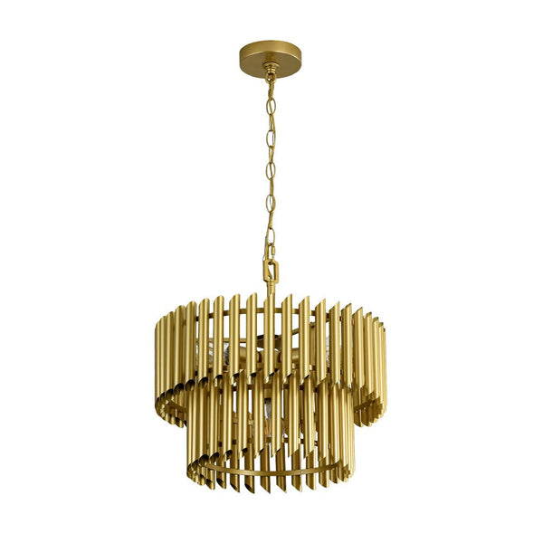 Chandelierias - Mid - century Modern 4 - Light Panpipe Design Tiered Pendant - Pendant - Gold -