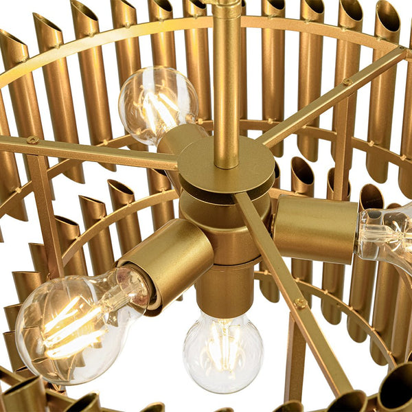 Chandelierias - Mid - century Modern 4 - Light Panpipe Design Tiered Pendant - Pendant - Gold -