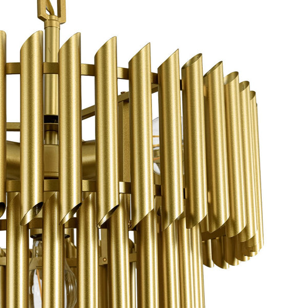Chandelierias - Mid - century Modern 4 - Light Panpipe Design Tiered Pendant - Pendant - Gold -