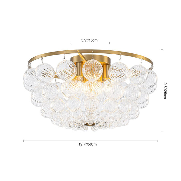 Chandelierias - Mid - century Modern 6 - Light Swirled Glass Bowl Flush Mount - Flush Mount - Brushed Brass -