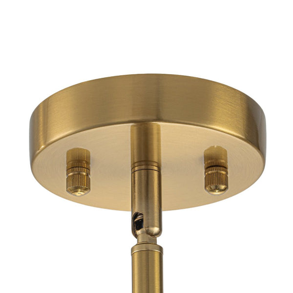 Chandelierias - Mid - Century Modern 7 - Light Clear Hammered Glass Chandelier - Chandeliers - Brass -