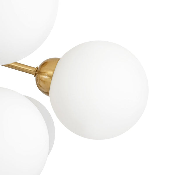 Chandelierias - Mid - century Modern 9 - Light Frosted Glass Sputnik Semi - Flush Mount - Semi Flush - Brass -