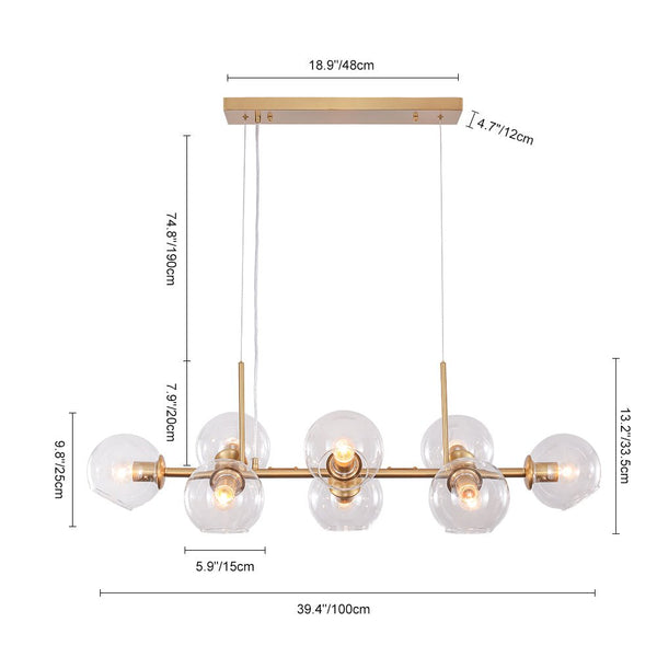Chandelierias - Mid - Century Modern Glass Globe Linear Chandelier - Chandelier - Black -