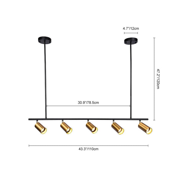 Chandelierias - Mid - Century Modern Linear Track Light - Pendant - Gold - 3 Bulbs