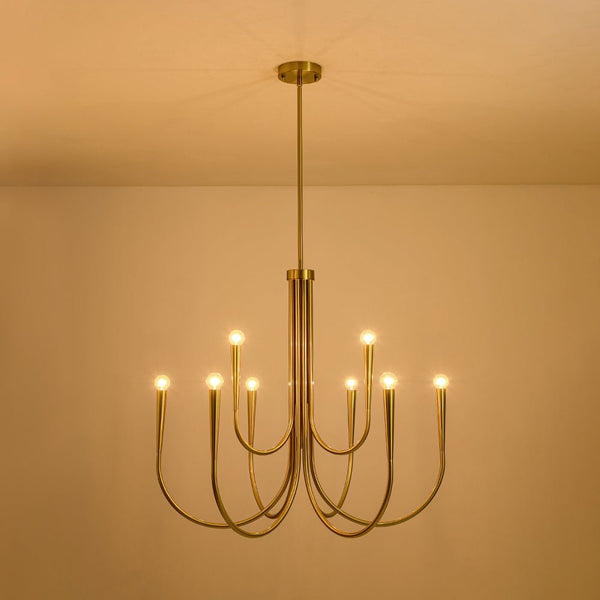 Chandelierias - Mid - century Modern Swoop Arm Metal Chandelier - Chandeliers - 9 - Light -