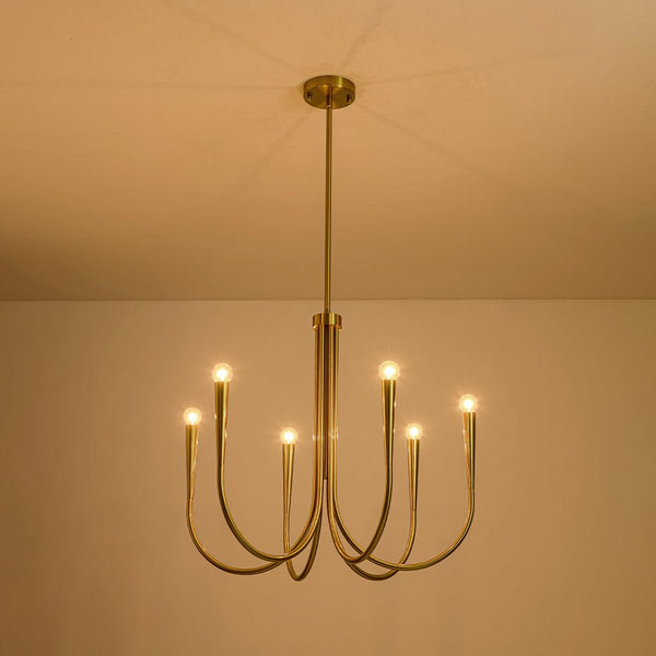 Chandelierias - Mid - century Modern Swoop Arm Metal Chandelier - Chandeliers - 9 - Light -
