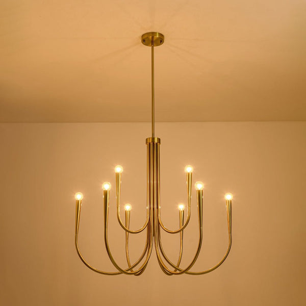 Chandelierias - Mid - century Modern Swoop Arm Metal Chandelier - Chandeliers - 9 - Light -