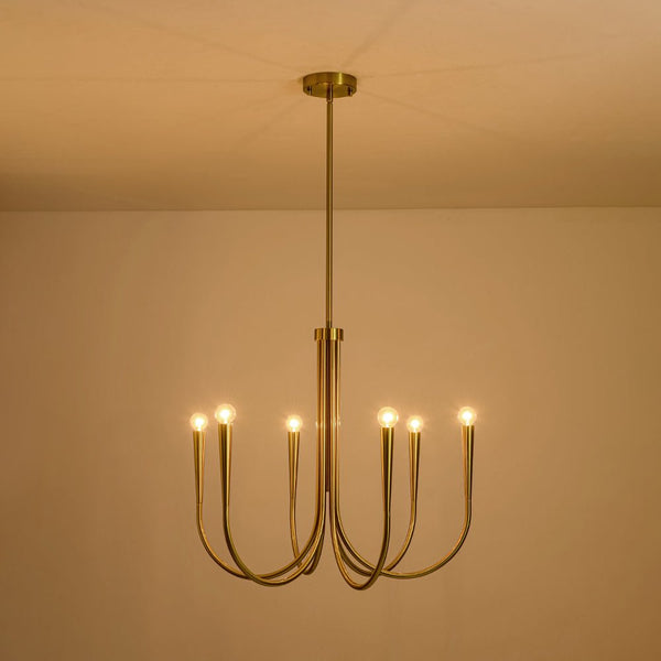 Chandelierias - Mid - century Modern Swoop Arm Metal Chandelier - Chandeliers - 9 - Light -