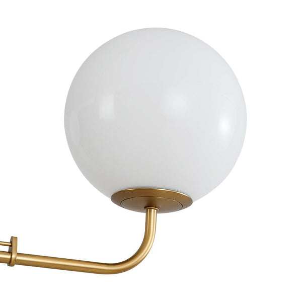 Chandelierias - Mid - century Modern Symmetrical 4 - Light Opal Glass Sphere Chandelier - Chandeliers - Black -