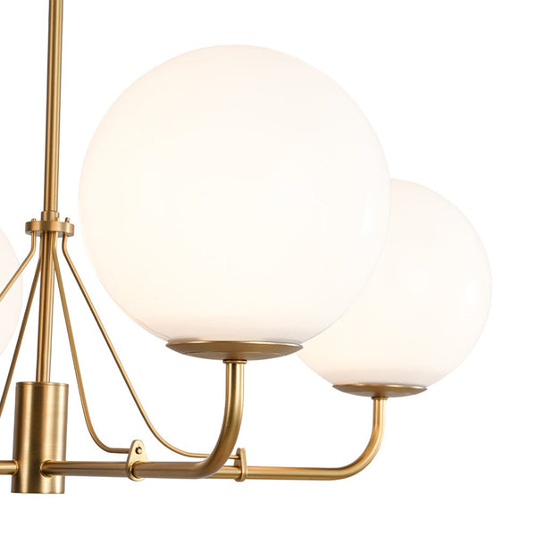 Chandelierias - Mid - century Modern Symmetrical 4 - Light Opal Glass Sphere Chandelier - Chandeliers - Black -