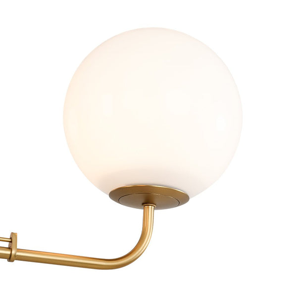 Chandelierias - Mid - century Modern Symmetrical 4 - Light Opal Glass Sphere Chandelier - Chandeliers - Black -