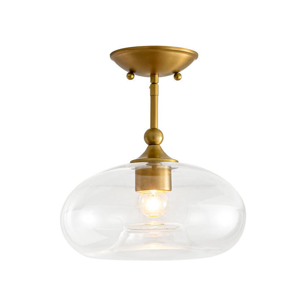 Chandelierias - Mid - century Single - Light Clear Apple Glass Semi - Flush Mount - Semi Flush - Gold -