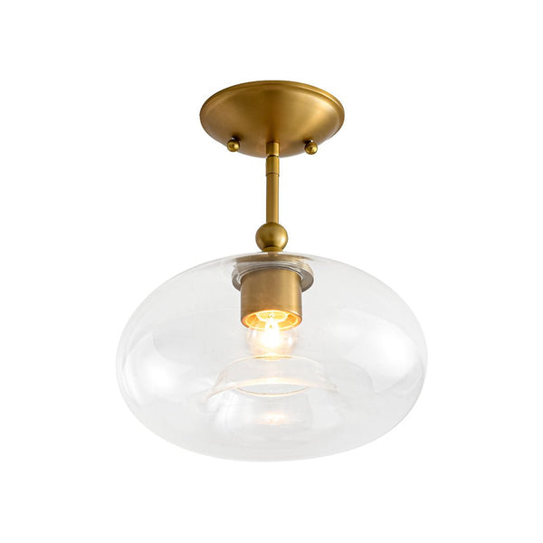 Chandelierias - Mid - century Single - Light Clear Apple Glass Semi - Flush Mount - Semi Flush - Gold -