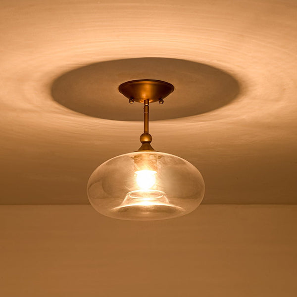 Chandelierias - Mid - century Single - Light Clear Apple Glass Semi - Flush Mount - Semi Flush - Gold -