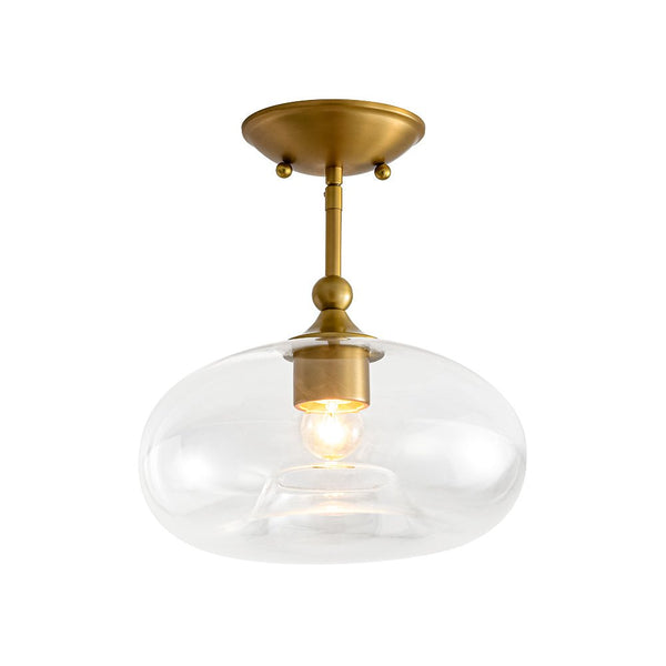Chandelierias - Mid - century Single - Light Clear Apple Glass Semi - Flush Mount - Semi Flush - Gold -