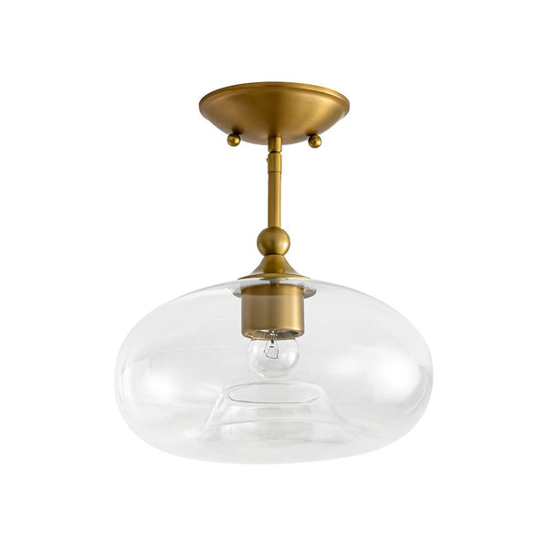 Chandelierias - Mid - century Single - Light Clear Apple Glass Semi - Flush Mount - Semi Flush - Gold -