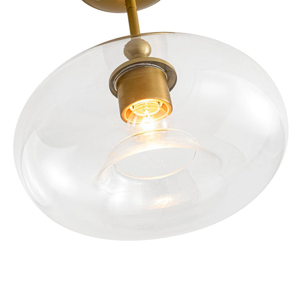 Chandelierias - Mid - century Single - Light Clear Apple Glass Semi - Flush Mount - Semi Flush - Gold -